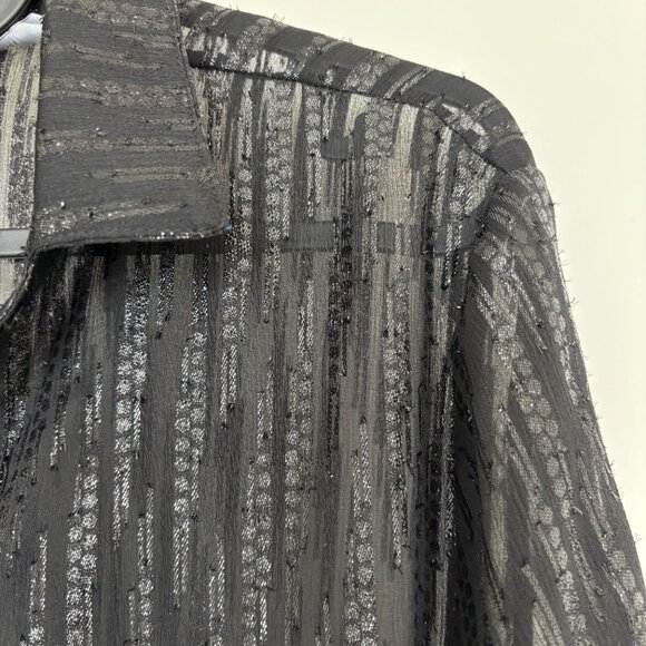 (NWT) Armani Exchange Sheer Button-Up Shirt with Metallic Threads - Picture 5 of 8